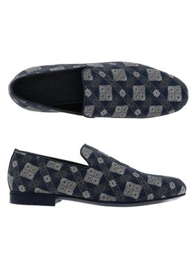 Jimmy Choo Sloane Loafer Shoes Blue Bandana Fabric Slip-On Size 11.5 New